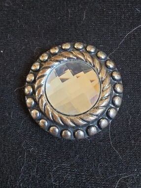 STYLE DOTS 30mm Silver-Tone Round Crystal Statement Snap  - Clear